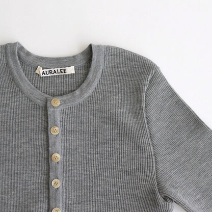 SUPER FINE WOOL HIGH GAUGE RIB KNIT SHORT CARDIGAN #TOP GRAY [A24AC01HW]