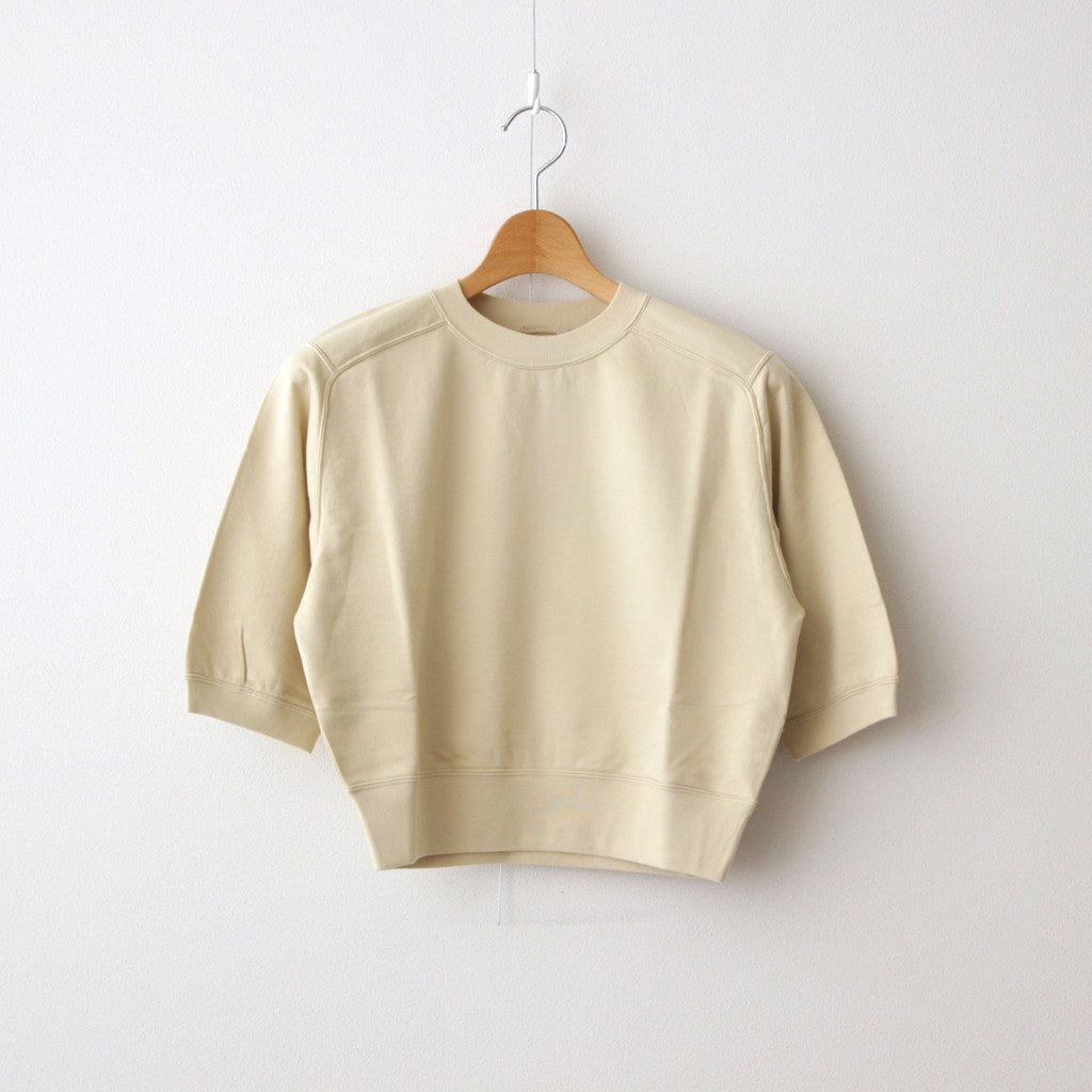ELASTIC HIGH GAUGE SWEAT HALF SLEEVE P/O #LIGHT BEIGE [A24SP03NU]