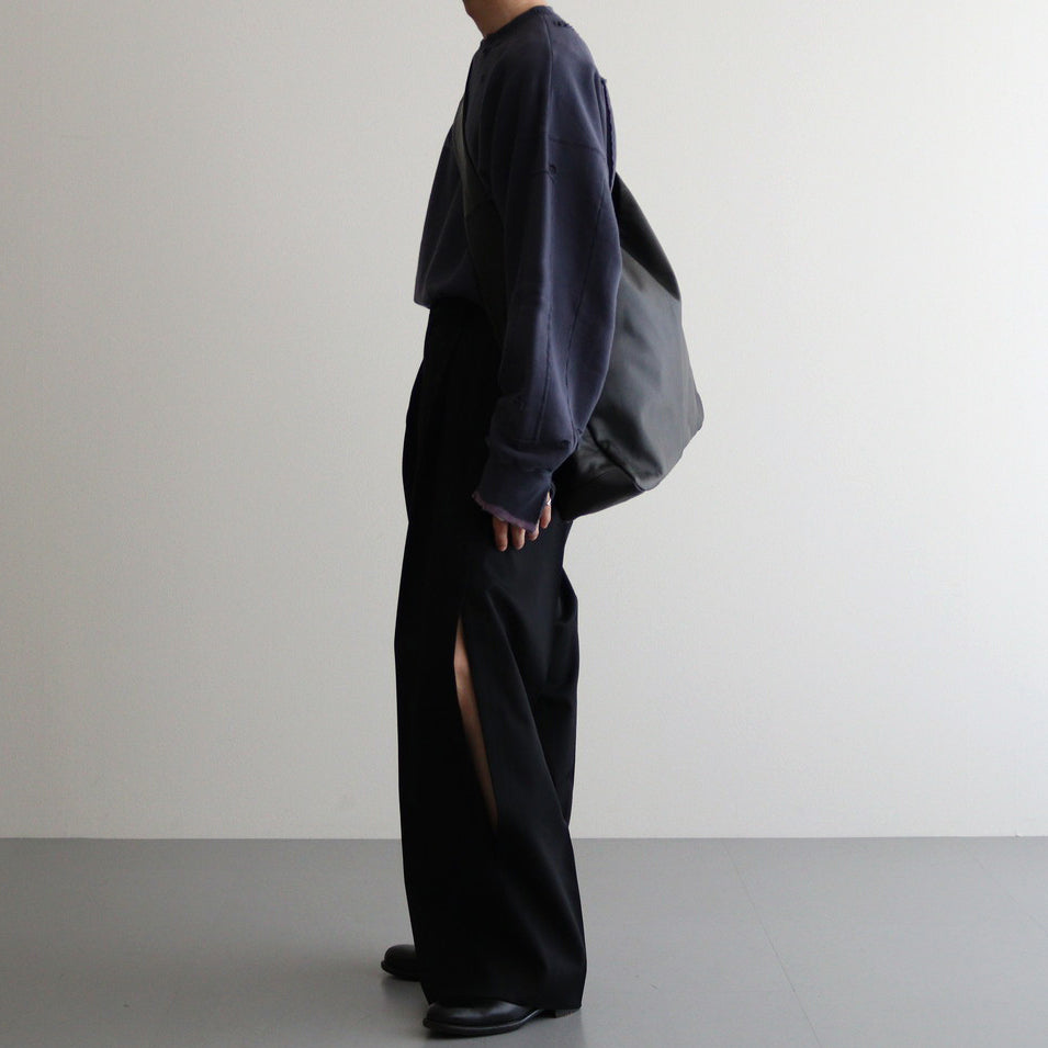 SIDE SLIT WIDE TROUSERS #BLACK [ST.960]