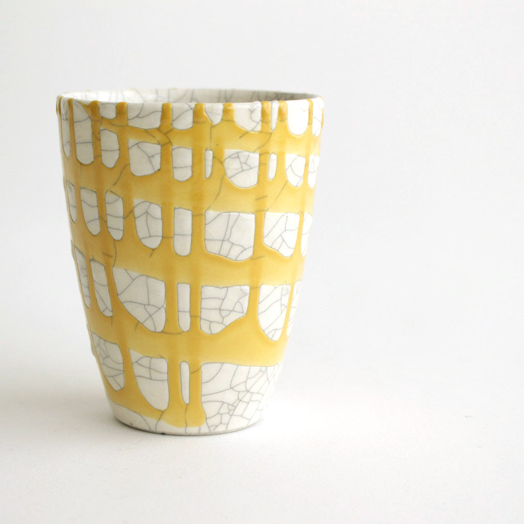 フリーカップ 貫入 #イエロー流し