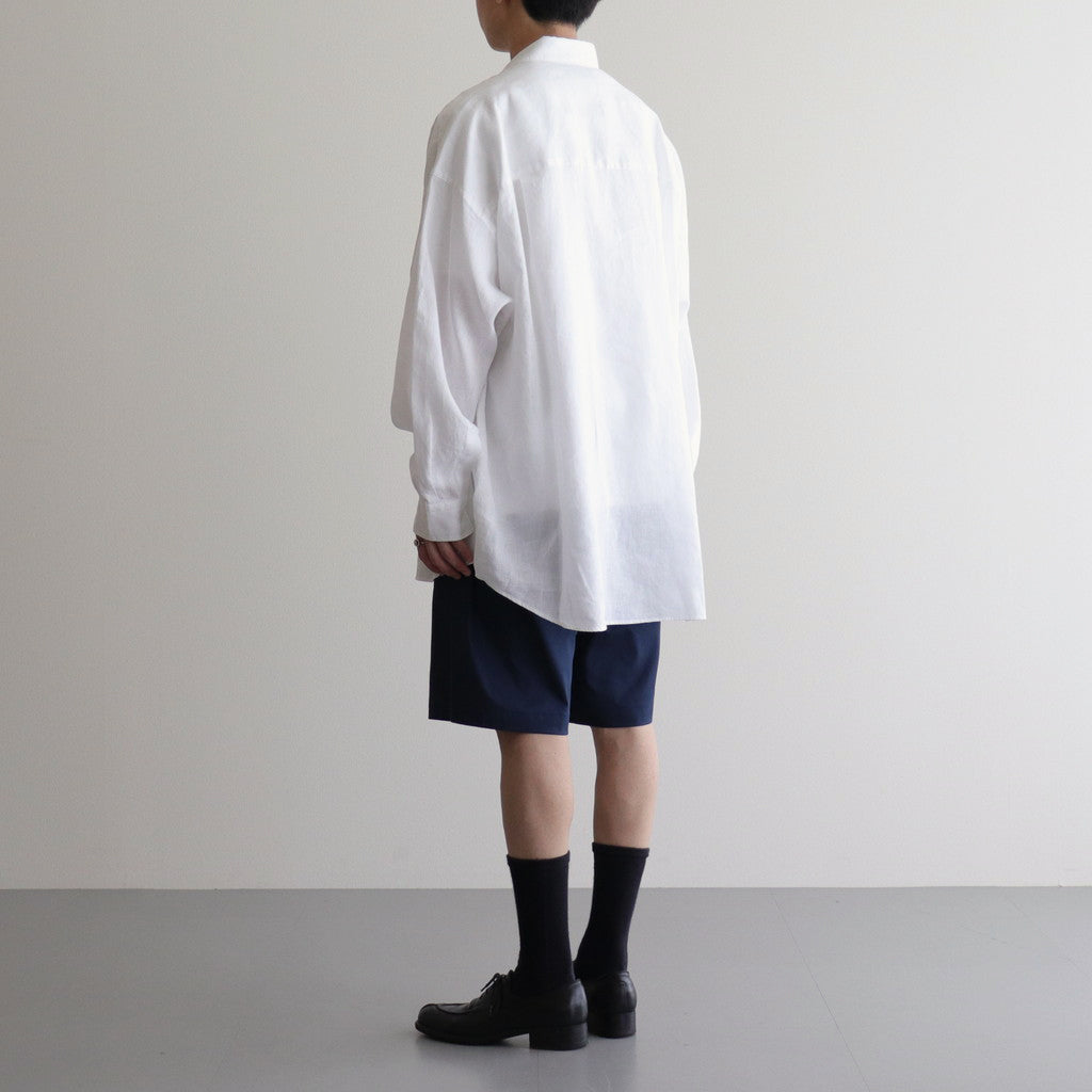 Linen L/S Oversized Regular Collar Shirt #WHITE [GM241-50273B]