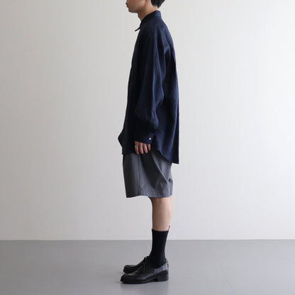 Linen L/S Oversized Regular Collar Shirt #NAVY [GM241-50273B]