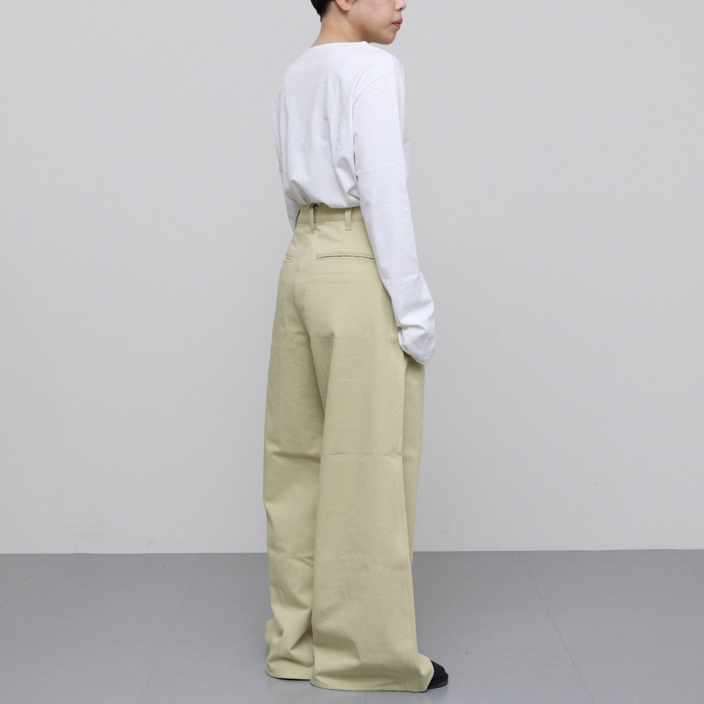 WASHED HEAVY CHINO WIDE PANTS #KHAKI YELLOW [A23AP03ZC] – ciacura