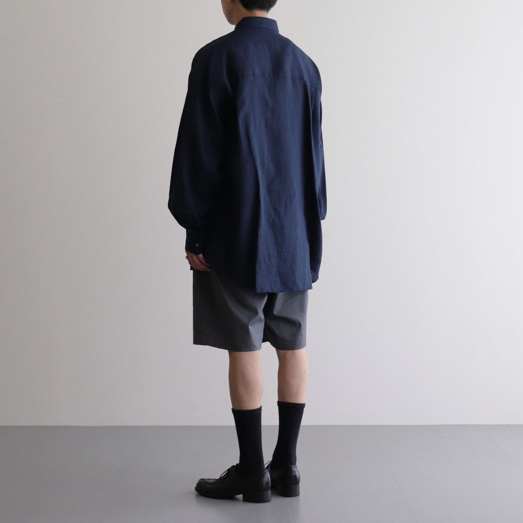 Linen L/S Oversized Regular Collar Shirt #NAVY [GM241-50273B]