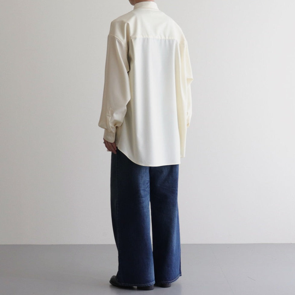 Fine Wool Tropical Oversized Regular Collar Shirt #KINARI [GM241-50040]