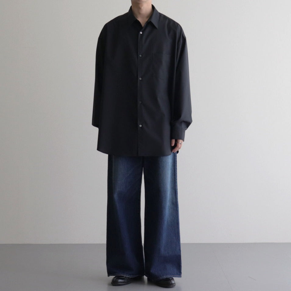 Fine Wool Tropical Oversized Regular Collar Shirt #BLACK [GM241 