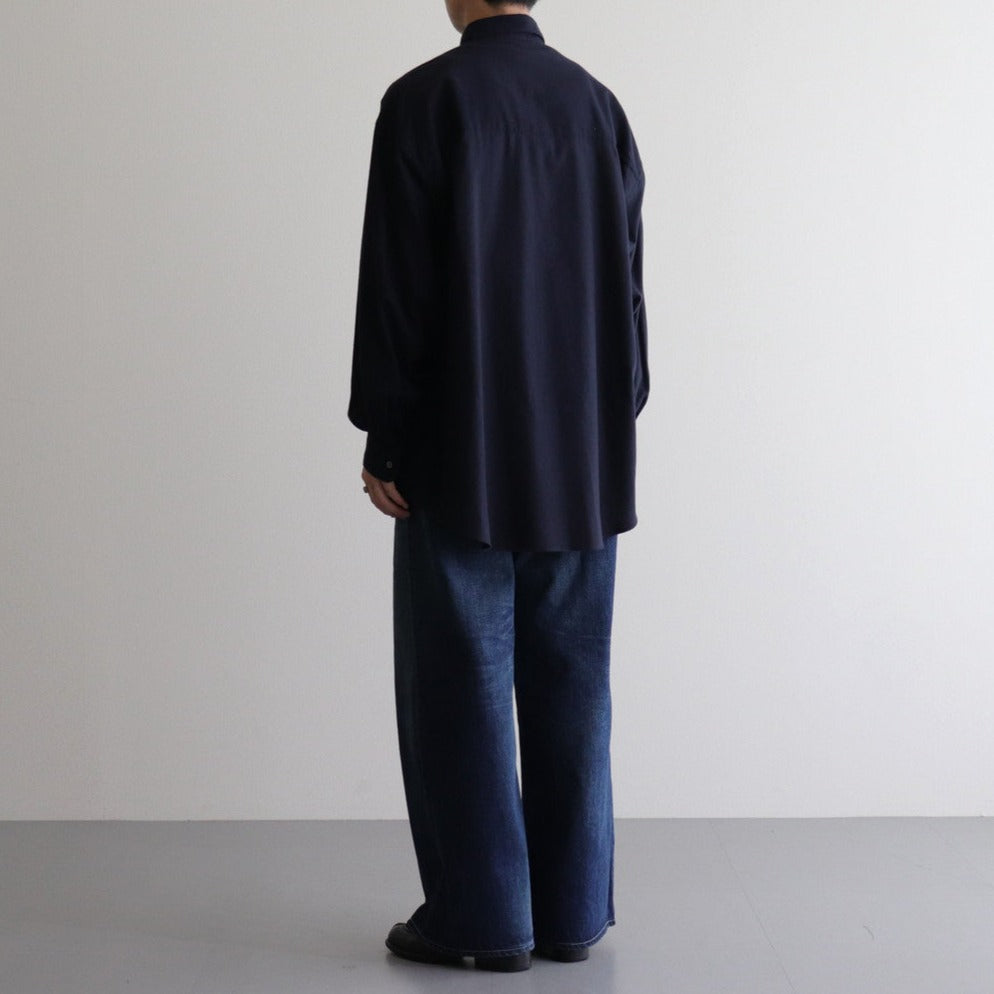 Cotton Cashmere L/S Oversized Regular Collar Shirt #NAVY [GM234-50073B]