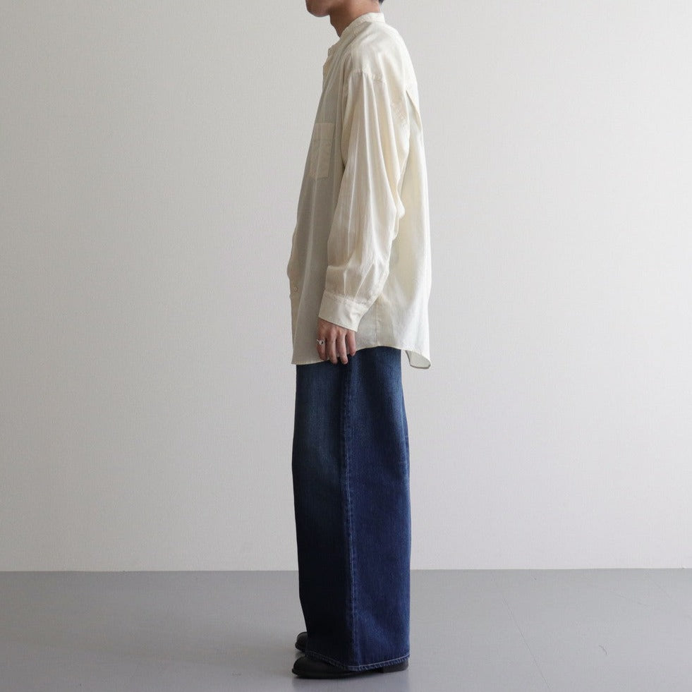 Cotton Cashmere L/S Oversized Band Collar Shirt #IVORY [GM234-50074B]