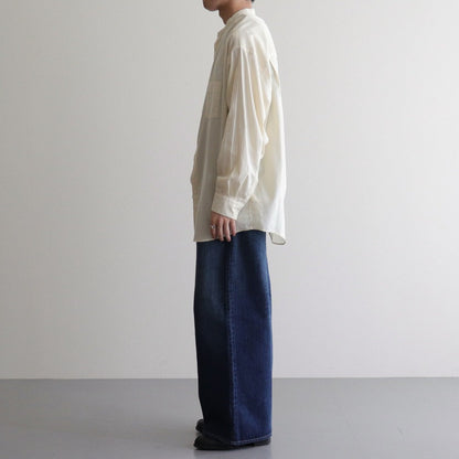 Cotton Cashmere L/S Oversized Band Collar Shirt #IVORY [GM234-50074B]