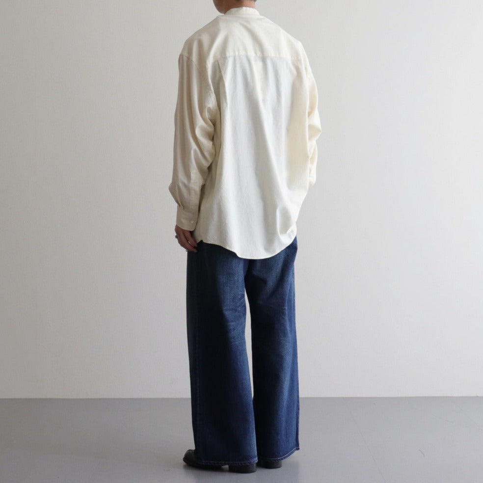 Cotton Cashmere L/S Oversized Band Collar Shirt #IVORY [GM234-50074B]