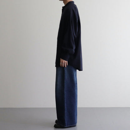 Cotton Cashmere L/S Oversized Band Collar Shirt #NAVY [GM234-50074B]