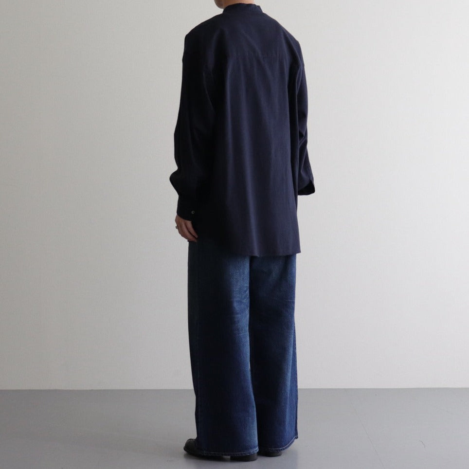 Cotton Cashmere L/S Oversized Band Collar Shirt #NAVY [GM234-50074B]