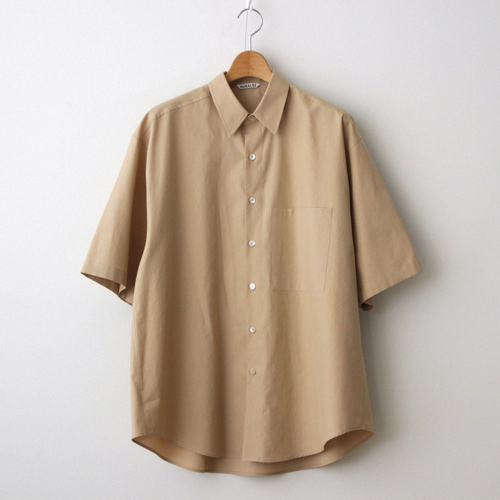 WASHED FINX TWILL BIG HALF SLEEVED SHIRT #LIGHT BROWN [A24SS03TN]