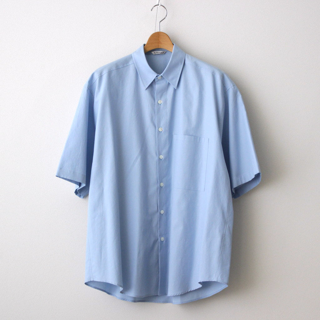 WASHED FINX TWILL BIG HALF SLEEVED SHIRT #SAX BLUE [A24SS03TN]
