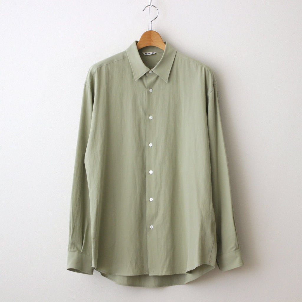 HARD TWIST COTTON SILK VIYELLA SHIRT #SAGE GREEN [A24SS02KV]