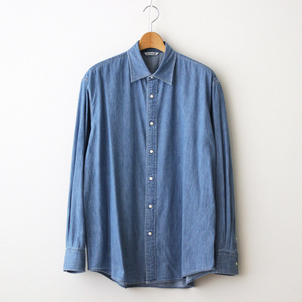 SELVEDGE SUPER LIGHT DENIM SHIRT #WASHED INDIGO [A24SS01GS]