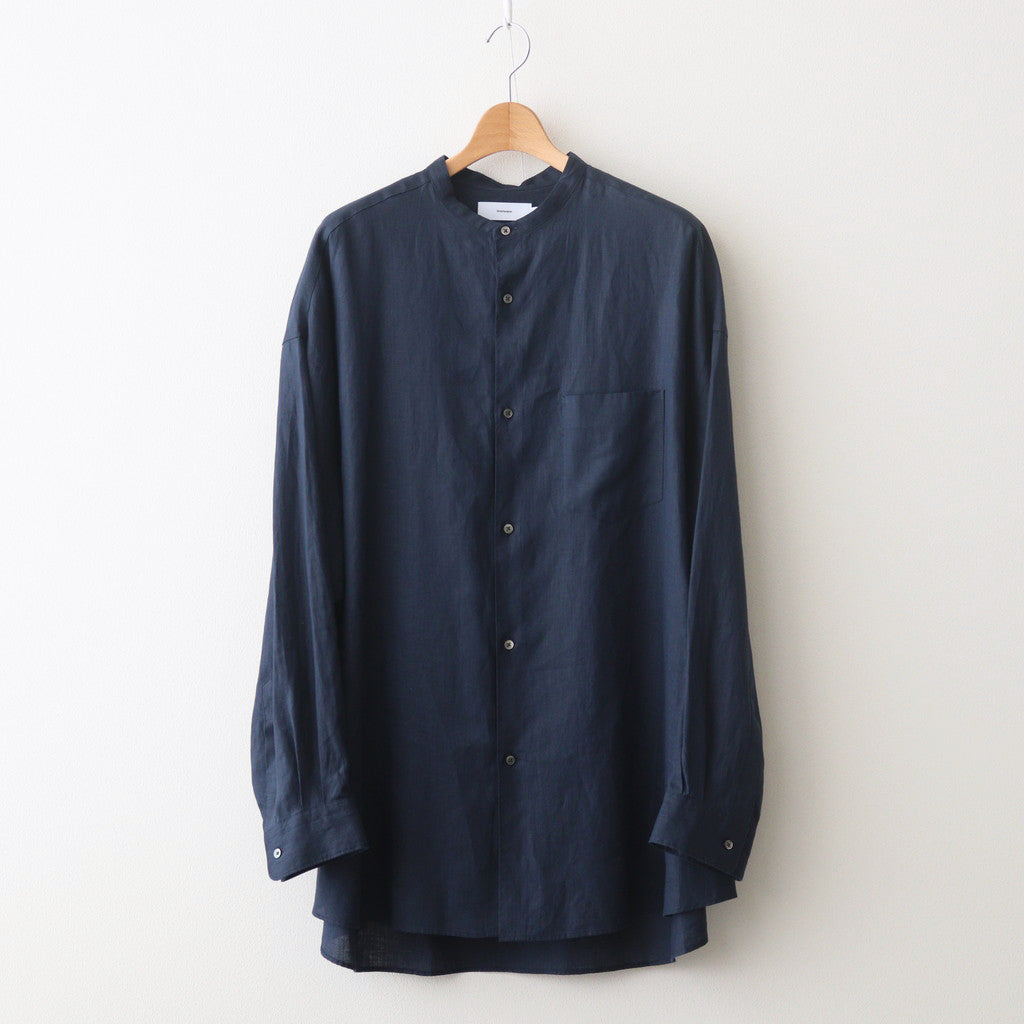 Linen L/S Oversized Band Collar Shirt #NAVY [GM241-50274B] – ciacura