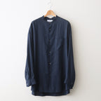 Linen L/S Oversized Band Collar Shirt #NAVY [GM241-50274B]