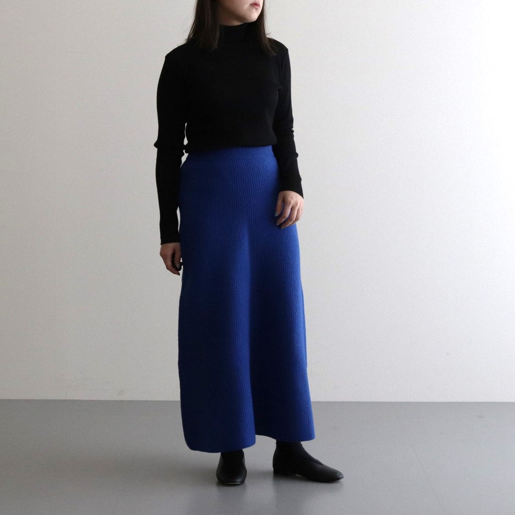 MILLED FRENCH MERINO RIB KNIT FLARE SKIRT #ROYAL BLUE [A23AS06MR