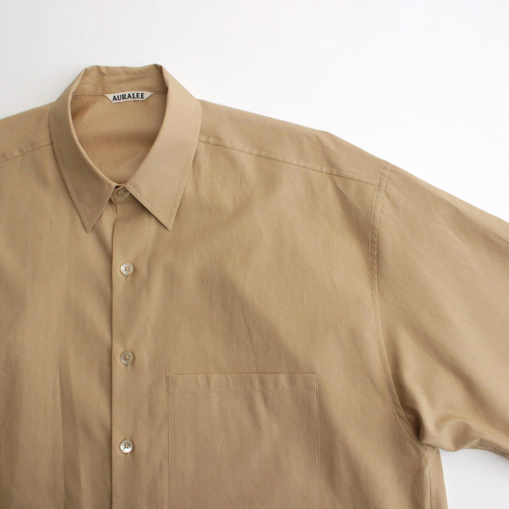 WASHED FINX TWILL BIG HALF SLEEVED SHIRT #LIGHT BROWN [A24SS03TN]