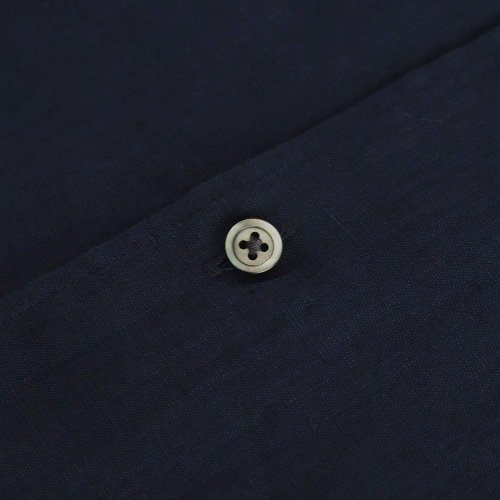 Linen L/S Oversized Band Collar Shirt #NAVY [GM241-50274B]