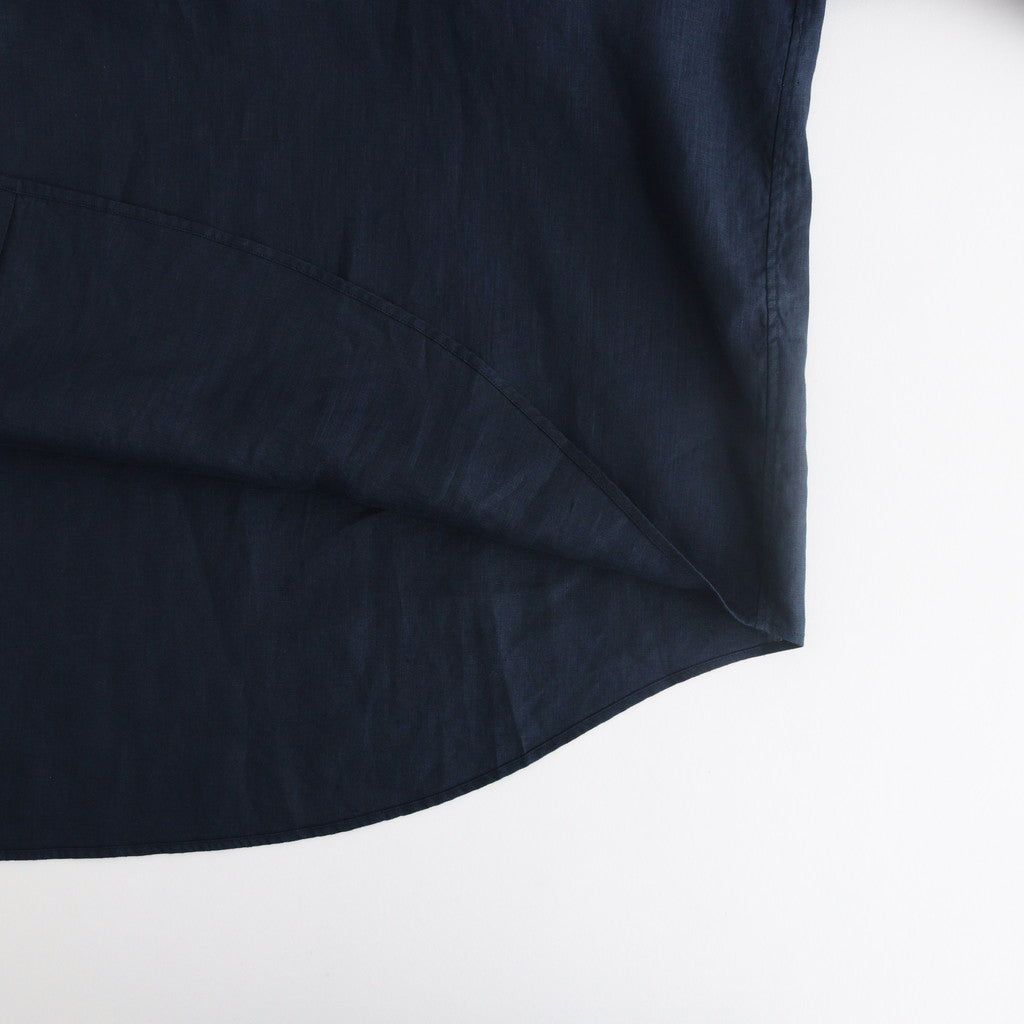 Linen L/S Oversized Band Collar Shirt #NAVY [GM241-50274B]