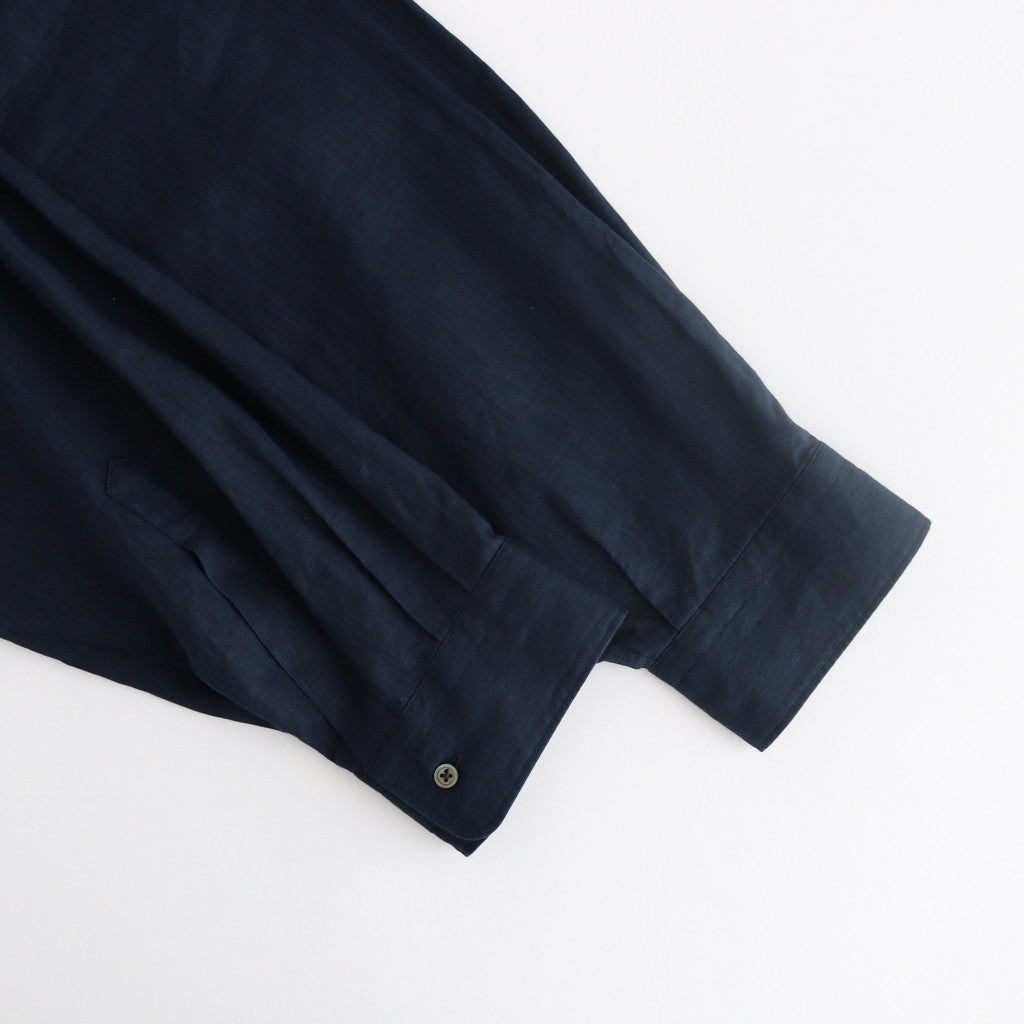 Linen L/S Oversized Band Collar Shirt #NAVY [GM241-50274B]