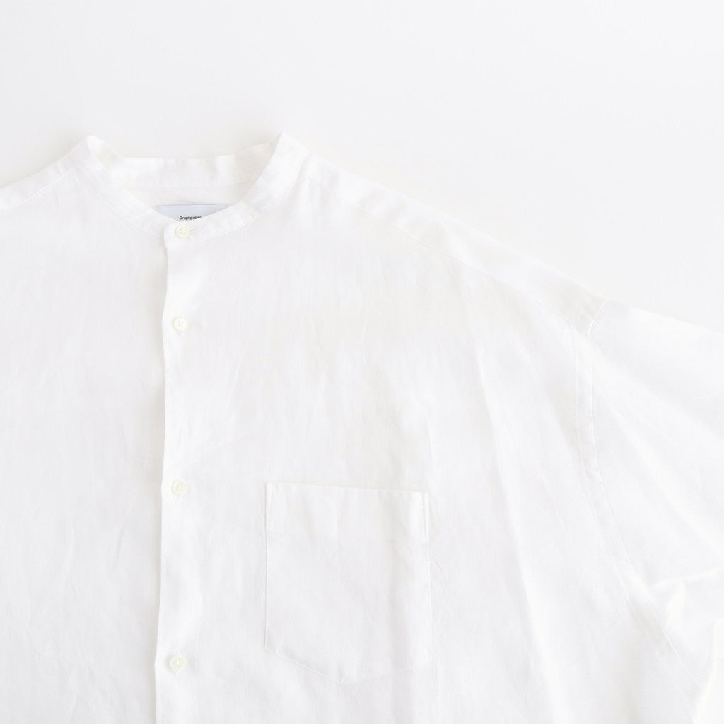 Linen L/S Oversized Band Collar Shirt #WHITE [GM241-50274B]