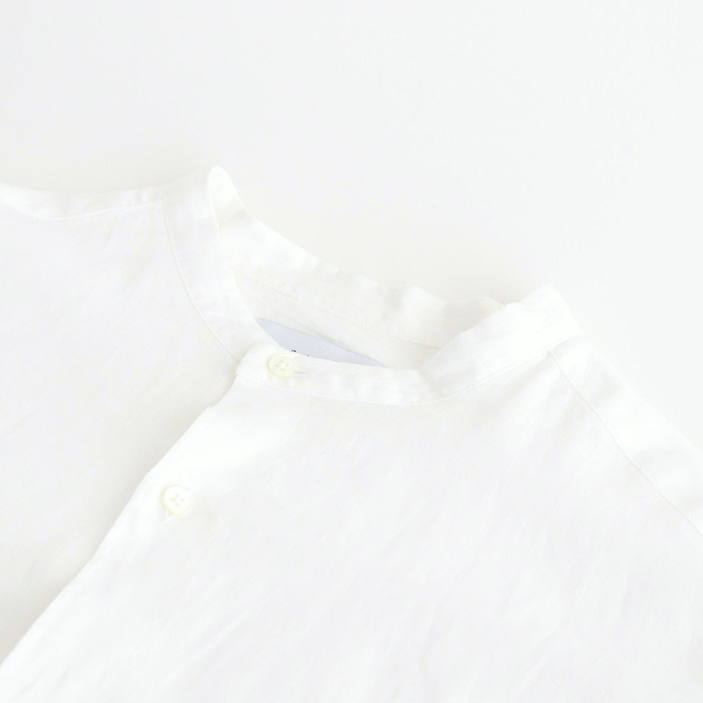 Linen L/S Oversized Band Collar Shirt #WHITE [GM241-50274B]