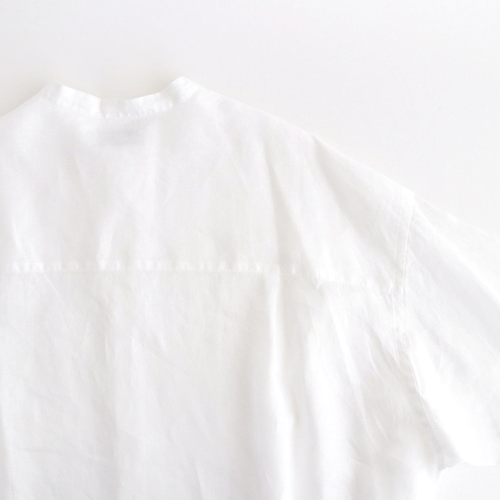 Linen L/S Oversized Band Collar Shirt #WHITE [GM241-50274B]