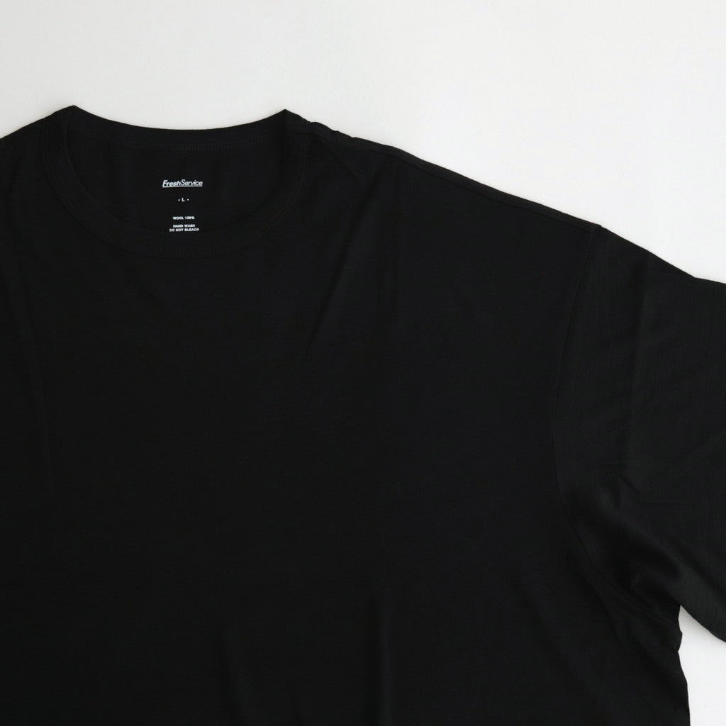 WASHABLE WOOL S/S TEE #BLACK [FSC241-70165B]