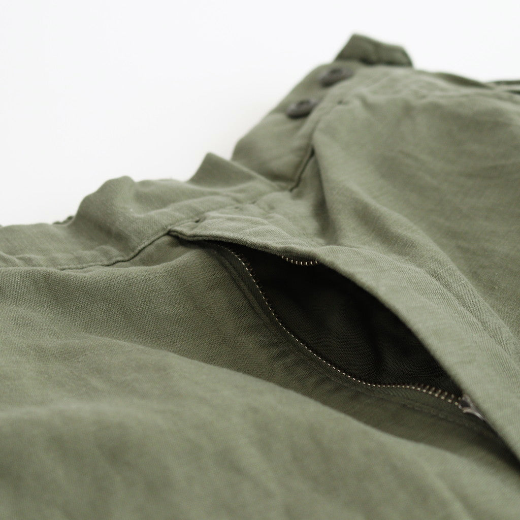 Cotton Linen Back Sateen Military Trousers #KHAKI [TP241-40017]