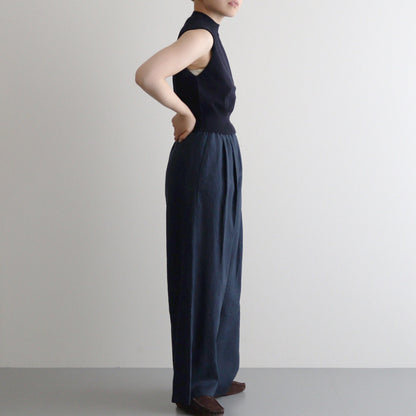 Linen Easy Wide Pants #NAVY [GL241-40278B]