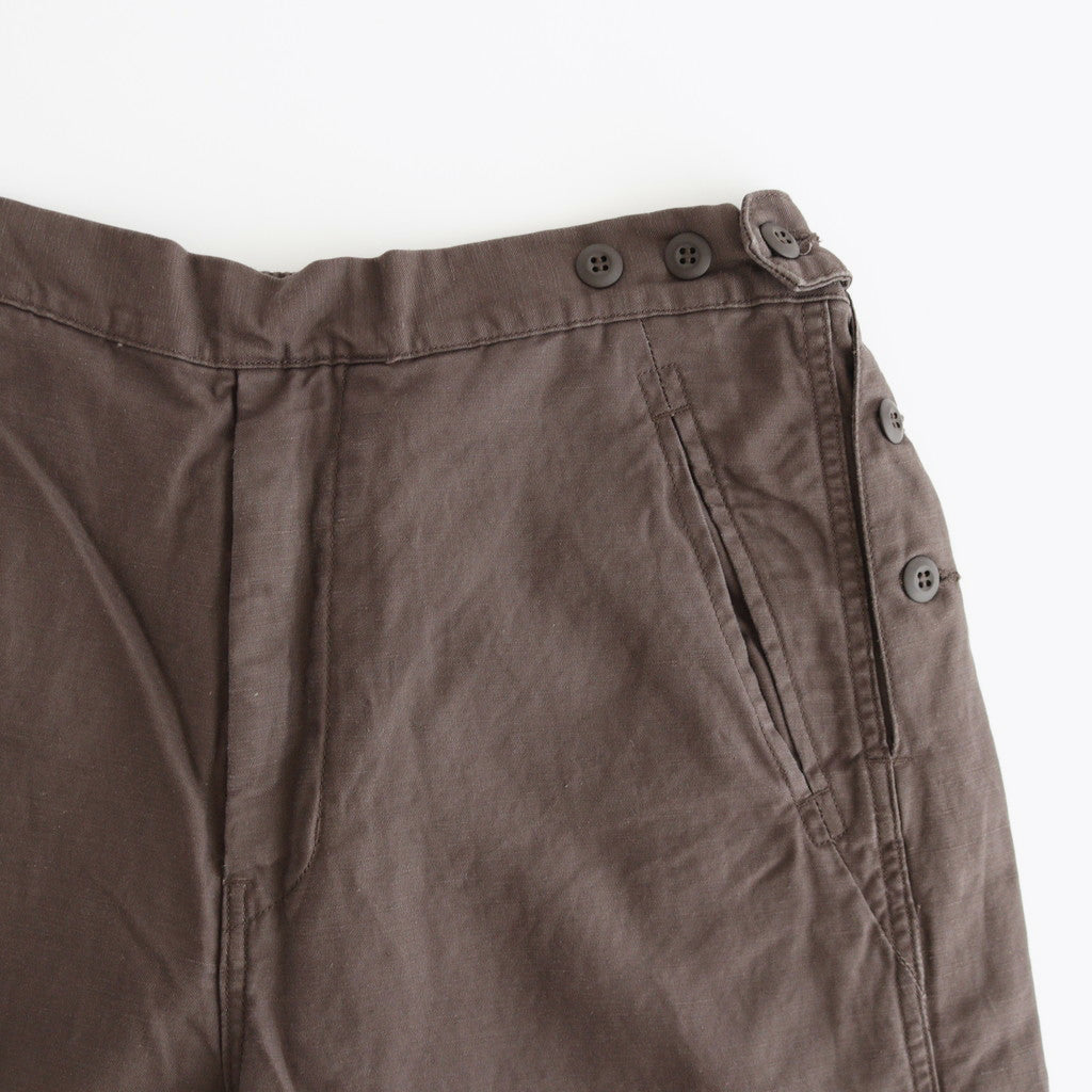Cotton Linen Back Sateen Military Trousers #BROWN [TP241-40017]