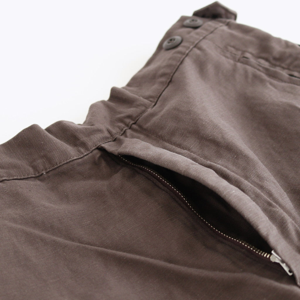 Cotton Linen Back Sateen Military Trousers #BROWN [TP241-40017]