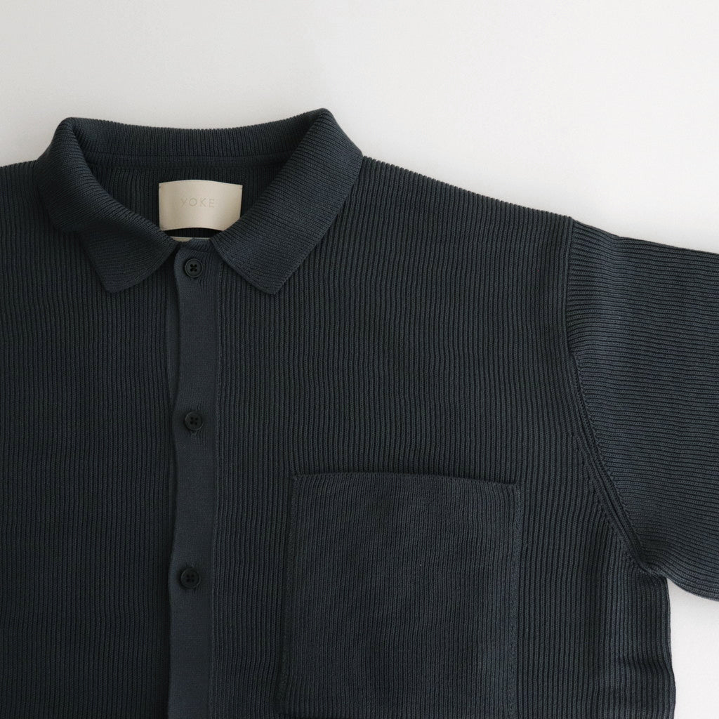 RIB KNITTED SHIRT #DUSTY NAVY [YK24SS0699S]