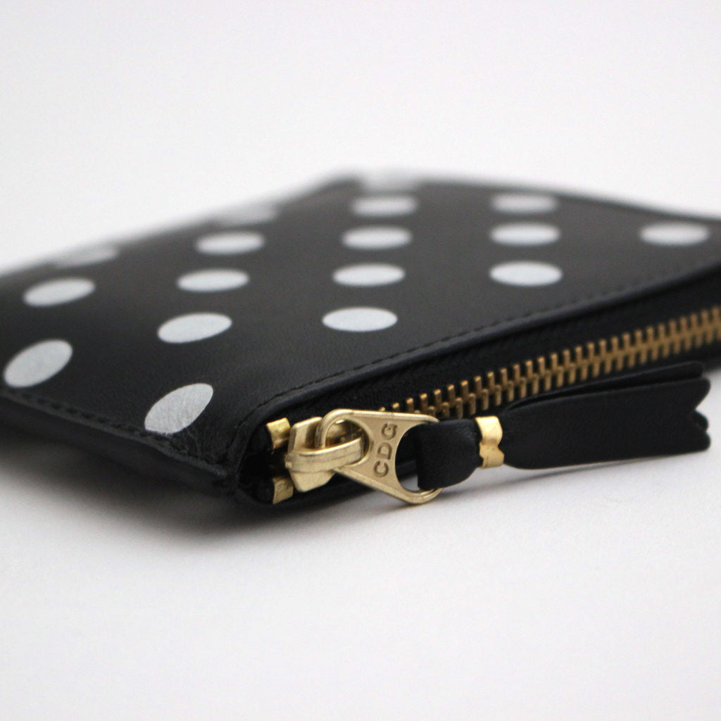 L字型ZIP財布 - DOTS PRINTED LEATHER LINE #BLACK [8Z-E031-051