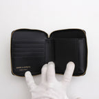 二つ折りZIP財布 - DOTS PRINTED LEATHER LINE #BLACK [8Z-E021-051]