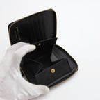 二つ折りZIP財布 - DOTS PRINTED LEATHER LINE #BLACK [8Z-E021-051]