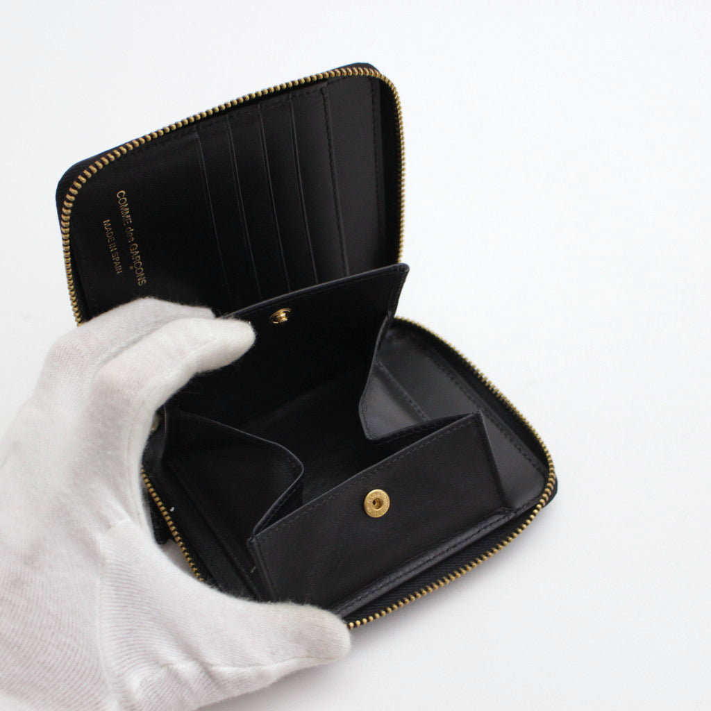 二つ折りZIP財布 - DOTS PRINTED LEATHER LINE #BLACK [8Z-E021-051]