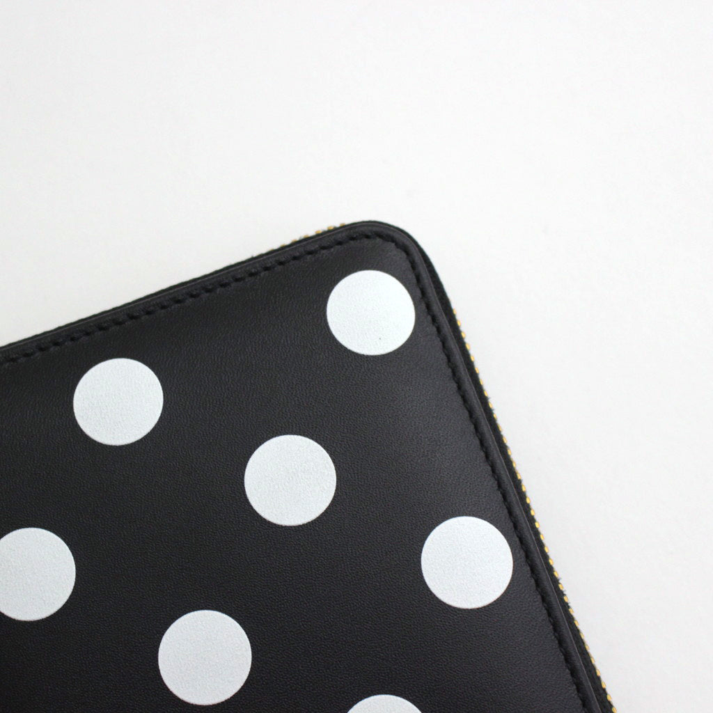 二つ折りZIP財布 - DOTS PRINTED LEATHER LINE #BLACK [8Z-E021-051]