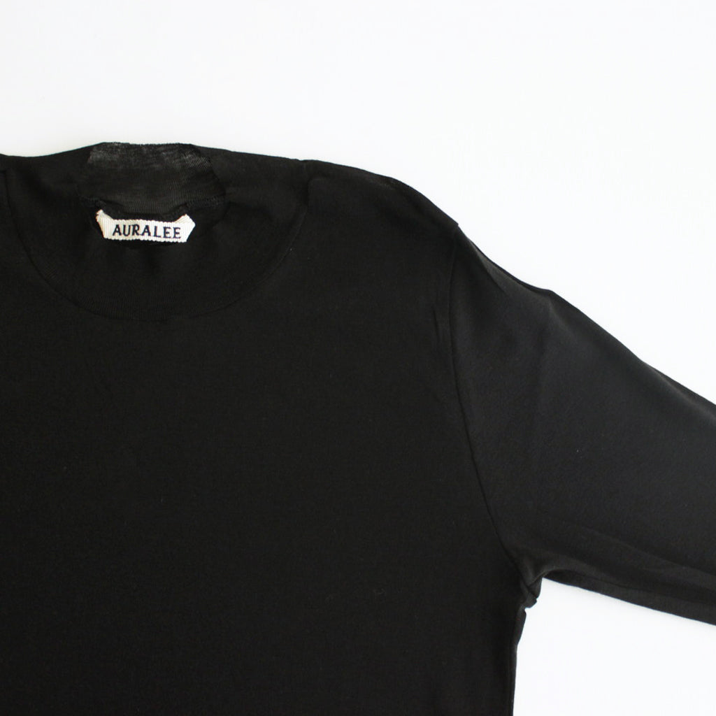 SUPER HIGH GAUGE SHEER RIB L/S TEE #BLACK [A24SP02HF]