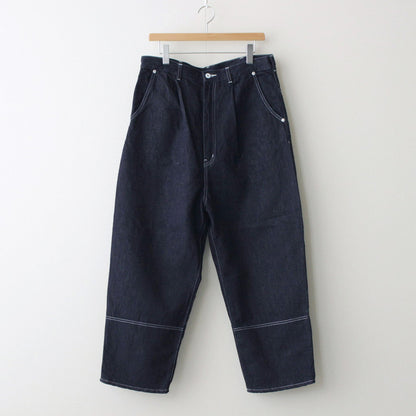 Cotton Linen Denim Washed Wide Tapered Pants #INDIGO [HM-P024-051]