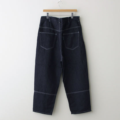Cotton Linen Denim Washed Wide Tapered Pants #INDIGO [HM-P024-051]