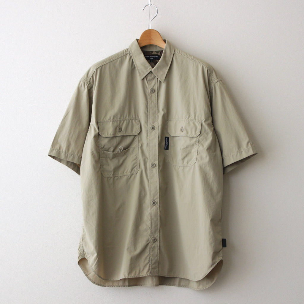 ナイロンタイプライター S/S シャツ #BEIGE [HM-B021-051]