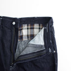 綿麻デニム 製品洗 ワイドテーパードパンツ #INDIGO [HM-P024-051]