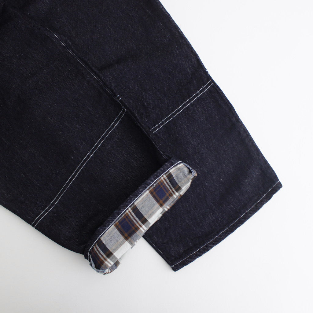 綿麻デニム 製品洗 ワイドテーパードパンツ #INDIGO [HM-P024-051]