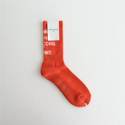 Cotton pile socks with logo #ORANGE [HN-K501-051]