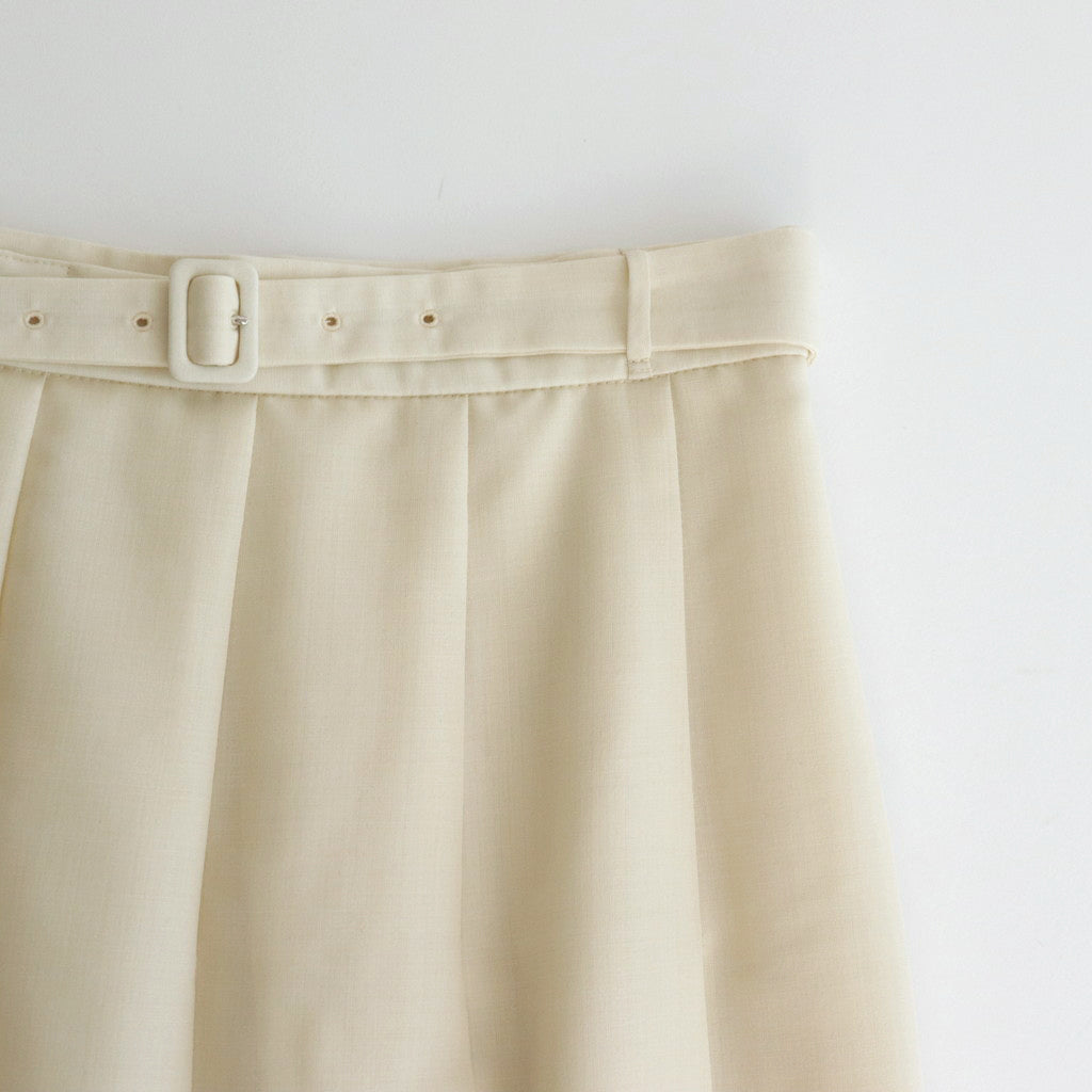TROPICAL WOOL KID MOHAIR PLEATED SKIRT #IVORY [A24SS06WM]