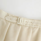 TROPICAL WOOL KID MOHAIR PLEATED SKIRT #IVORY [A24SS06WM]